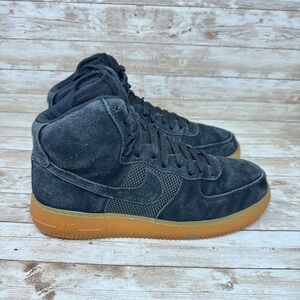 Nike Men's Black Suede High-Top Sneakers with Gum Sole